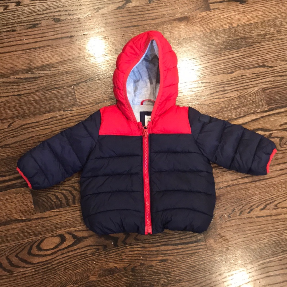 Baby boy gap navy and red winter puffer